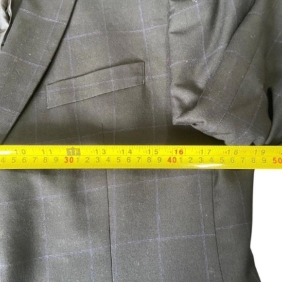 Mens Windowpane Blazer Blue Sean John Sport Coat Wool Size 42R - Picture 5 of 9